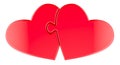 Red Hearts from puzzles connected, 3D rendering Royalty Free Stock Photo