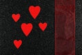 Red Hearts And Ribbon On Black Background Design