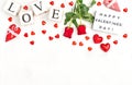 Red hearts rose flowers decoration Love Valentines Day Light box Royalty Free Stock Photo