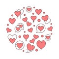 Red Hearts round vector creative illustration