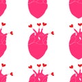 Red hearts seamless pattern. Vector illustration.