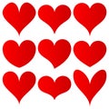 Red hearts set Royalty Free Stock Photo