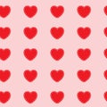 Red Hearts stitched