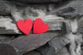 Red hearts on the stone background .  Valentines heart Royalty Free Stock Photo