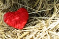 Red hearts on Straw backgrounds with copy space Royalty Free Stock Photo
