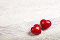 Red hearts on table valentine background Royalty Free Stock Photo