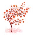 Red hearts tree for decoration design. Vector illustration for Happy Valentines day