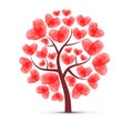 Red hearts tree finger print