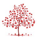 Red hearts tree vector background