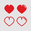 Red hearts vector illustrations set medical style Royalty Free Stock Photo