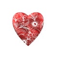 Red hearts with white floral ornaments