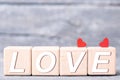 Hearts with wooden blocks Royalty Free Stock Photo