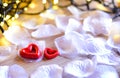 Two Red Hearts with lights. For Valentines day,... Royalty Free Stock Photo