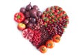 Red heartshape fruits and vegetables Royalty Free Stock Photo