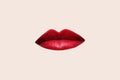 Red Heartshaped Lips on a Skin Coloured Background