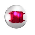 Red Heating radiator icon isolated on transparent background. Silver circle button. Royalty Free Stock Photo
