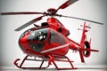 Red helicopter against a white background, isolated Royalty Free Stock Photo