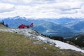 Red helicopter on Blackcomb mountain