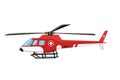 Red helicopter emergency air flying transportation.