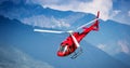Red helicopter in fly Royalty Free Stock Photo