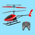. Red helicopter plaything and black small control panel with buttons. Royalty Free Stock Photo