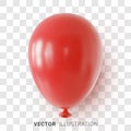 Red helium balloon on a transparent background. Design element for a holiday, festival, carnival or birthday party Royalty Free Stock Photo