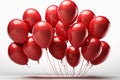 Red Helium Balloons On A White Background. Generative AI Royalty Free Stock Photo