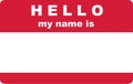 Red Hello my name is, tag label Royalty Free Stock Photo