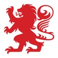 Red Heraldry Lion Logo Mascot Vector Royalty Free Stock Photo