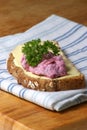 Red herring salad on soda bread Royalty Free Stock Photo
