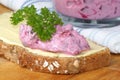 Red herring salad on soda bread Royalty Free Stock Photo