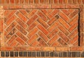 Red Herringbone brick wall seamless background