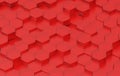 Red Hexagon Background Texture. 3d render Royalty Free Stock Photo