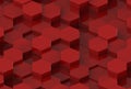 Red Hexagon Background Texture. 3d render Royalty Free Stock Photo