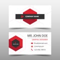 Red hexagon corporate business card, name card template ,horizontal simple clean layout design template , Business banner template Royalty Free Stock Photo