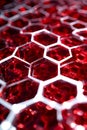 Red Hexagonal Tech Pattern Background With Glow Effect, Portrait Images Generative AI Royalty Free Stock Photo