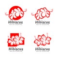 Red Hibiscus flower logo sign collection vector design