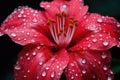 Red hibiscus flower with water droplets on petals Royalty Free Stock Photo