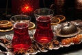 Red Hibiscus tea in Turkish style