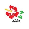 Red hibiscus vector aloha logo