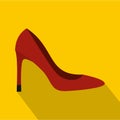 Red high heel shoe icon, flat style Royalty Free Stock Photo