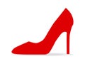 Red high heel shoe isolated on white background vector illustration. Womens red high heel shoes. Royalty Free Stock Photo