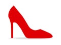 Red high heel shoe isolated on white background vector illustration. Womens red high heel shoes. Royalty Free Stock Photo