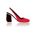 Red high heeled shoe illustration.