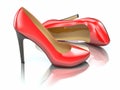 Red high heels shoe. 3d