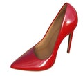 Red high heels shoes, 3d rendering, woman footwear