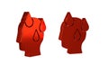 Red High human body temperature or get fever icon isolated on transparent background. Disease, cold, flu symptom.