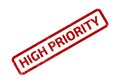 Red High Priority Rubber Stamp Impression on White Background, Indicating Urgency and Importance Royalty Free Stock Photo