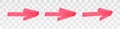 Red highlighter arrow set isolated on transparent background. Marker pen highlight underline strokes. Vector hand drawn