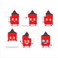 Red highlighter cartoon character bring information board Royalty Free Stock Photo